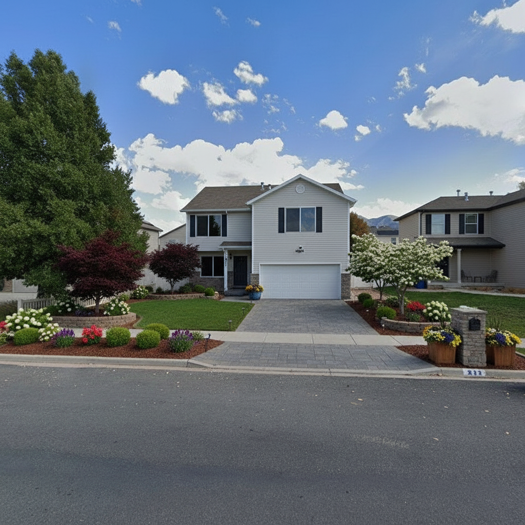 Provo home after AI-generated landscaping transformation